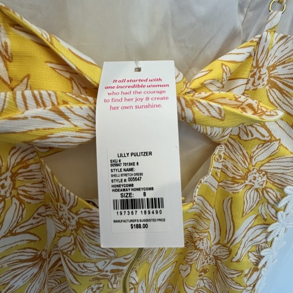 NWT Lilly Pulitzer Shelli Stretch Dress Honeycomb Hideaway Yellow Bee Daisy Sz 8 - Picture 5 of 10